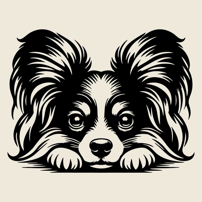 Papillon Kopf mit Pfoten