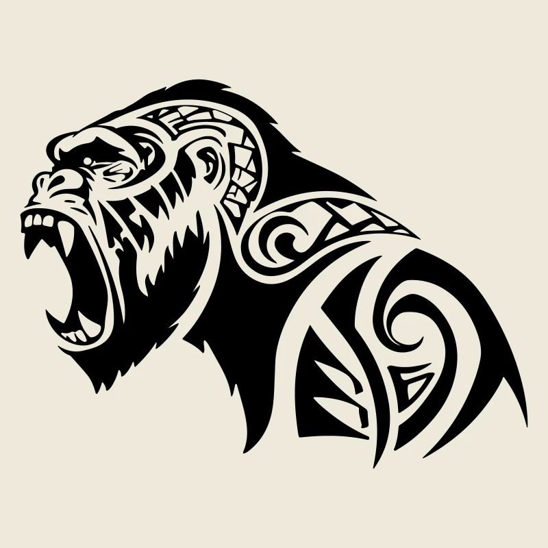 Gorille tribal à dos argenté