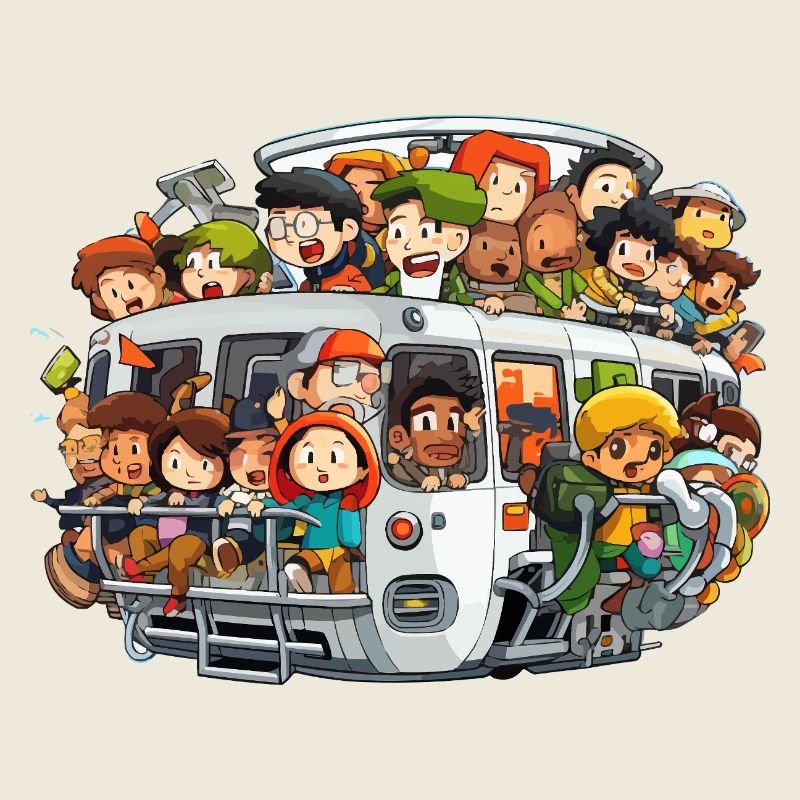 Scène colorée du bus
