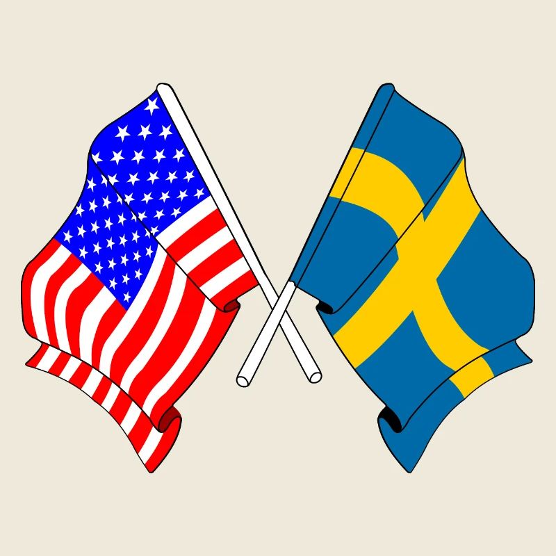 Drapeau des États-Unis et drapeau de la Suède