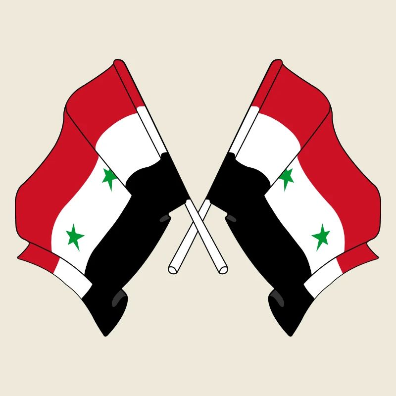 Two flags crossed from Syria