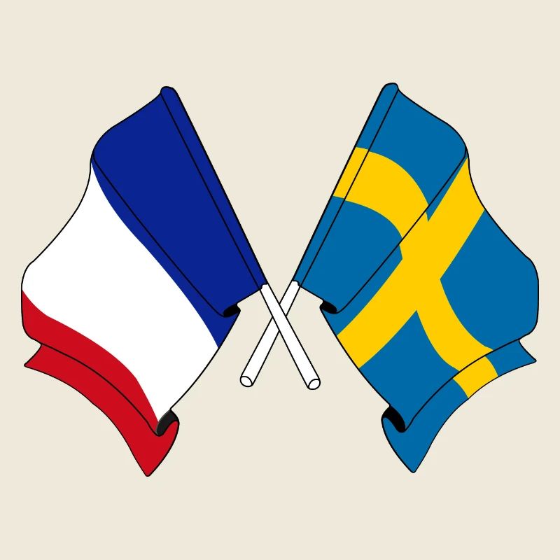 Drapeau de la France et drapeau de la Suède