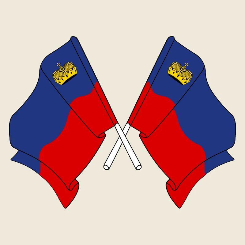 Deux drapeaux croisés du Liechtenstein
