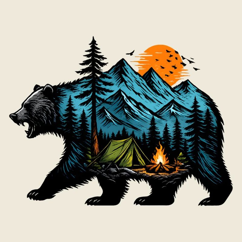 Night camping: mountain and fire