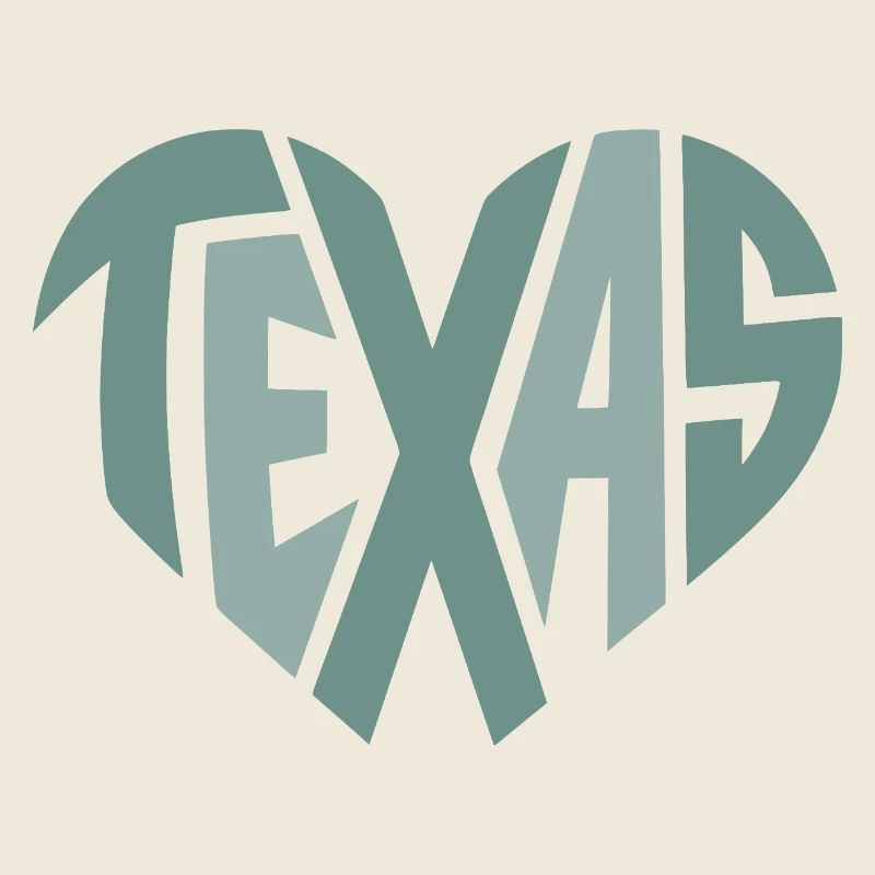 Texas Typography Geometric Heart