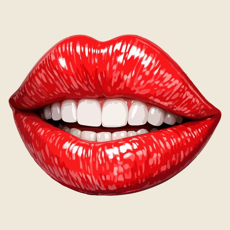 Bright Red Lips Smile