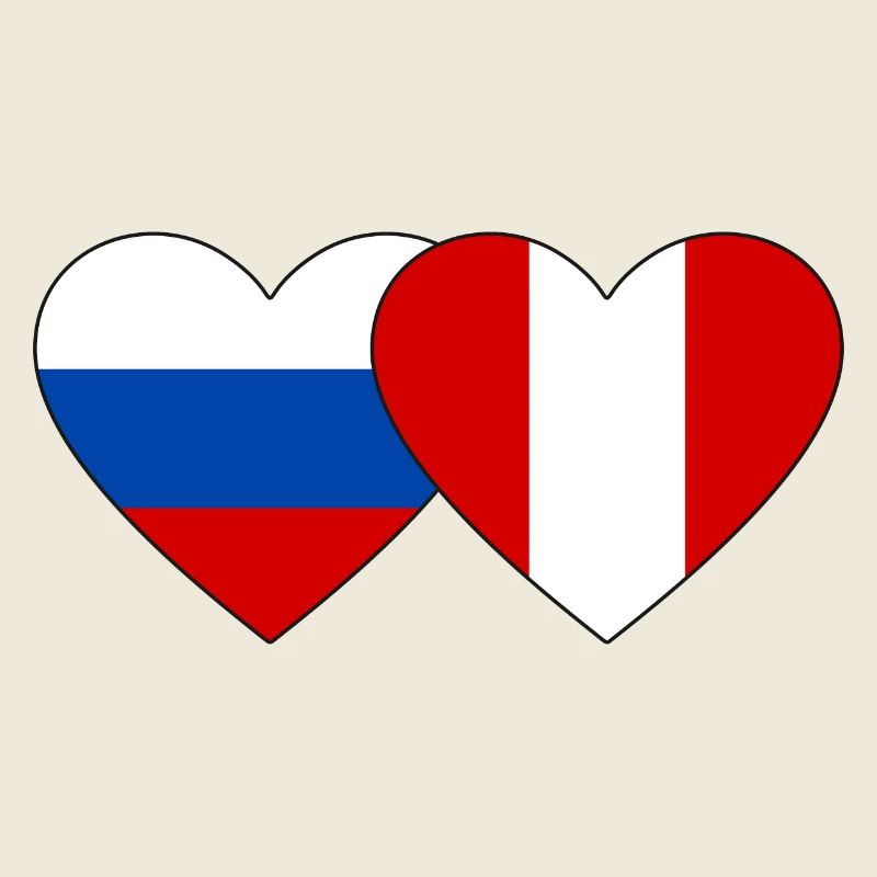 Russia Peru Heart Flag
