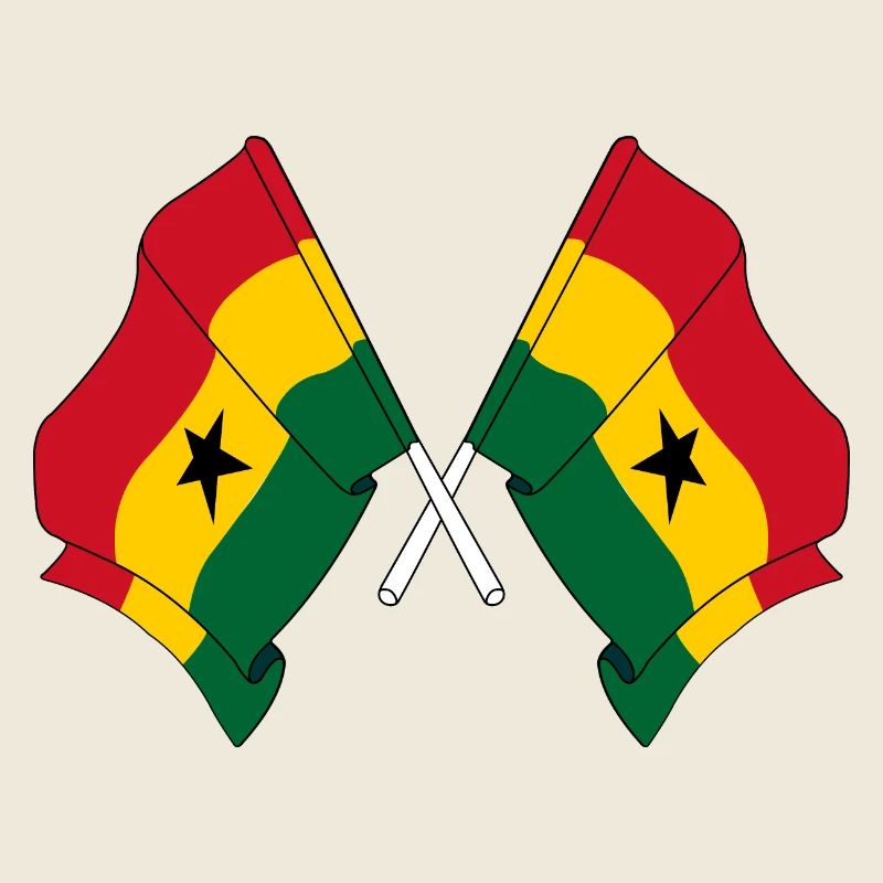 Deux drapeaux du Ghana croisés