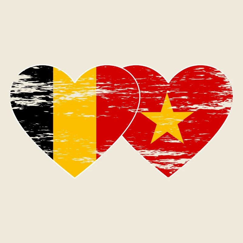 Belgique Vietnam Drapeau Coeur Utilisé