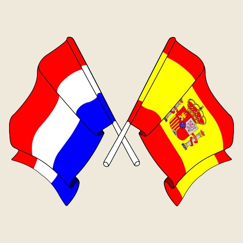Drapeau des Pays-Bas et drapeau de l’Espagne