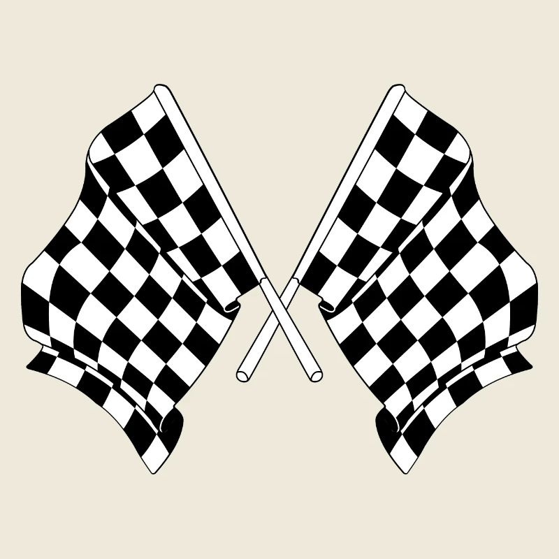 Deux drapeaux de course automobile croisés départ arrivée