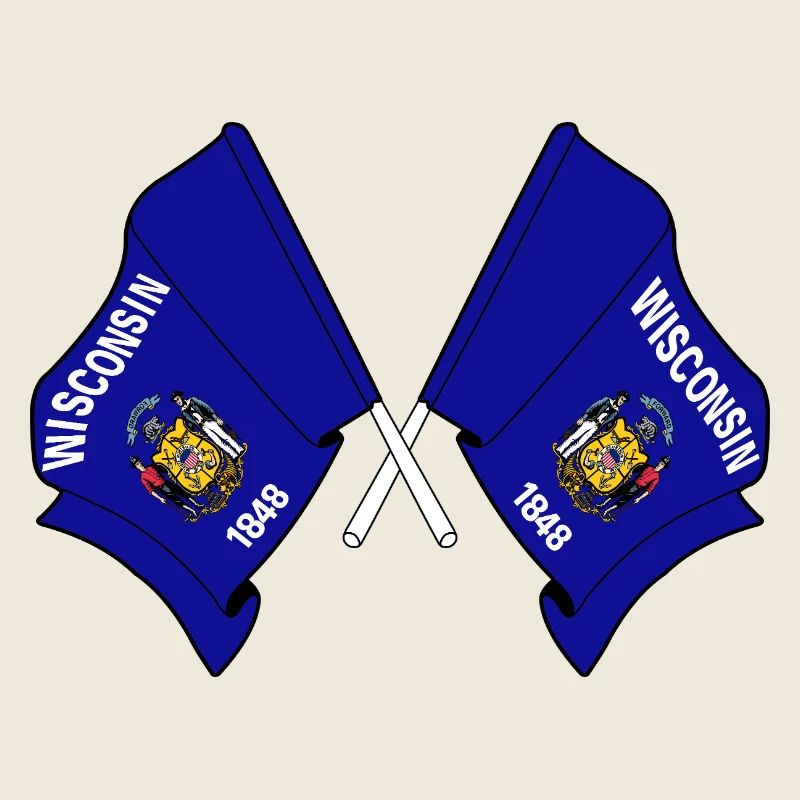 Deux drapeaux du Wisconsin croisés