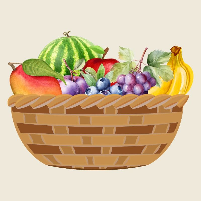 Früchtekorb mit buntem Obstmotiv