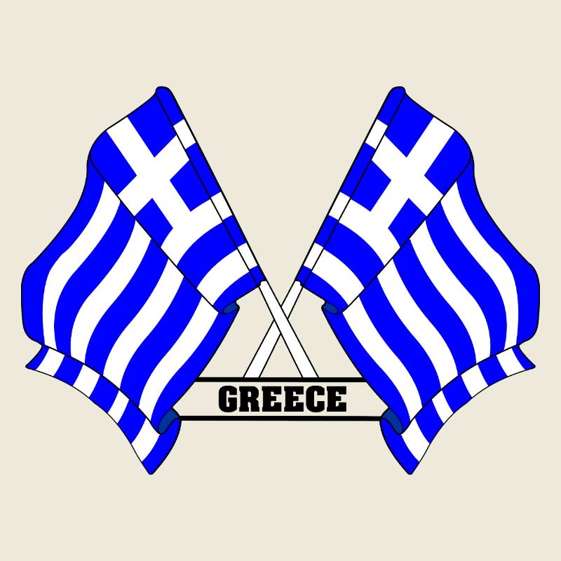 Drapeaux grecs croisés avec texte
