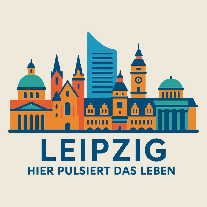Leipzig Skyline Pulsierend Silhouette 