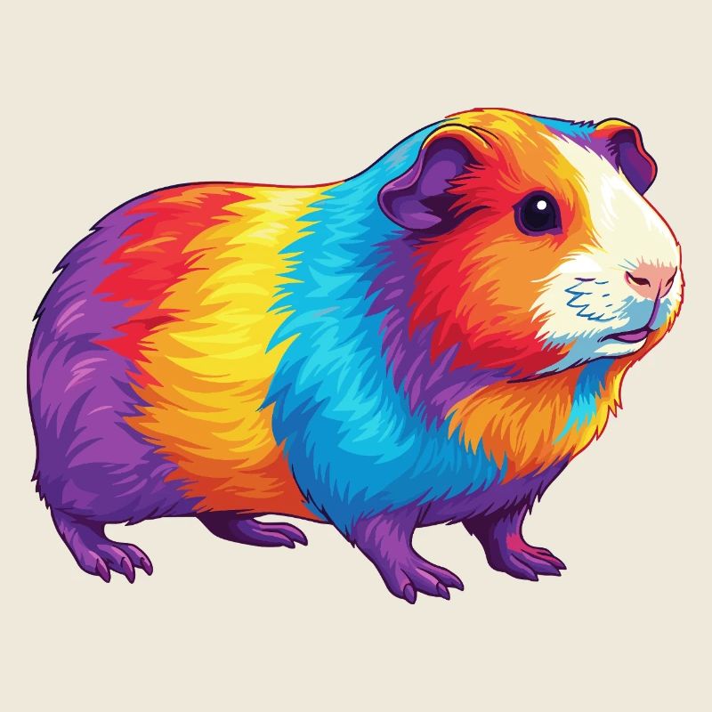 Aquarelle colorée Pop Art arc-en-ciel de cochon d’Inde