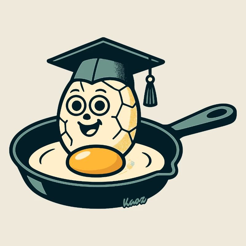 Egg with graduation hat in the pan