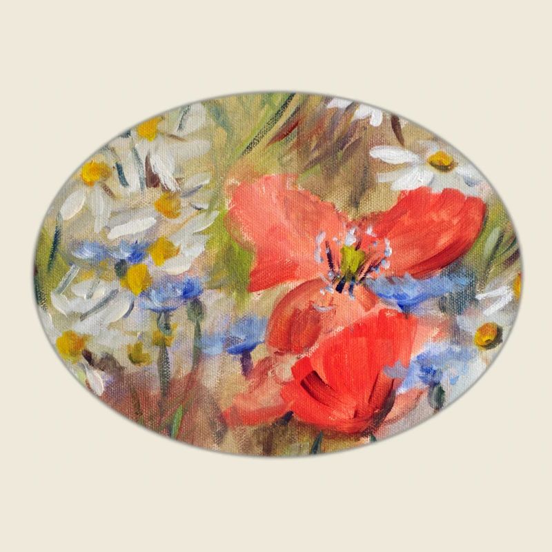 Rote Mohn- und Gänseblümchen-Wiesen-Malerei