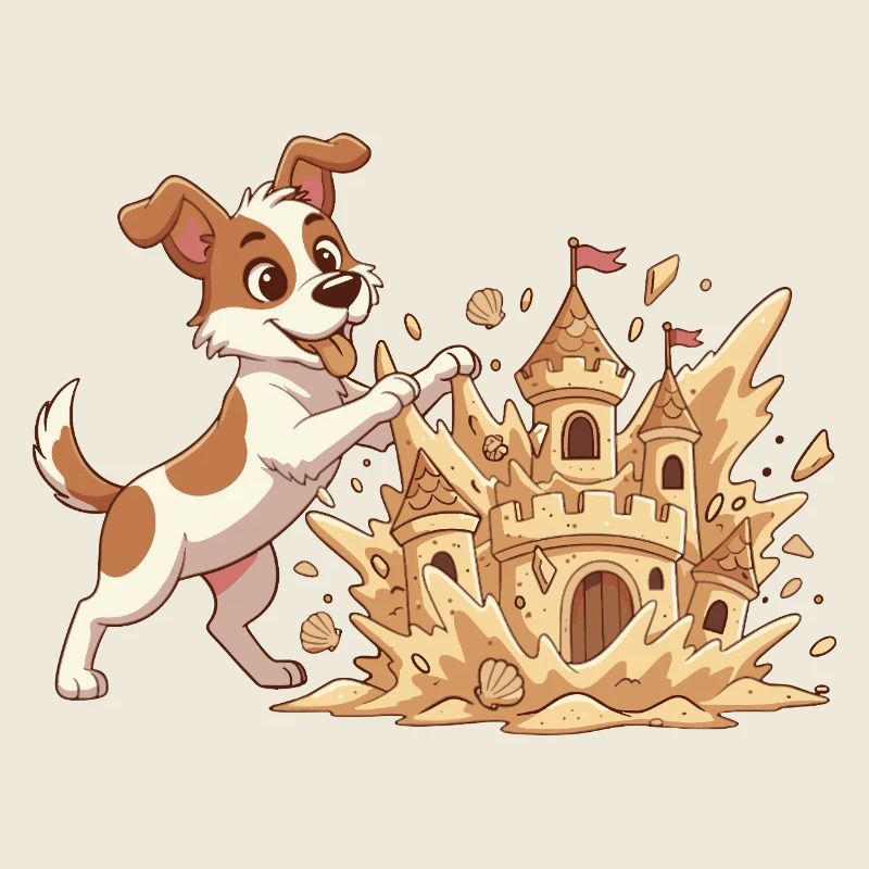 Dog and Sandcastle Beach Magic