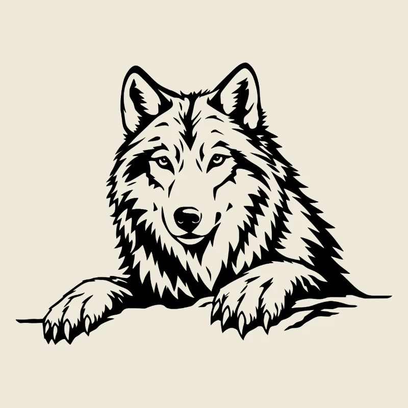 Wolf mit Pfoten schwarz