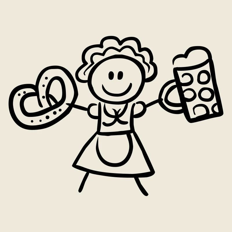 Volksfest Madl mit Bier und Breze