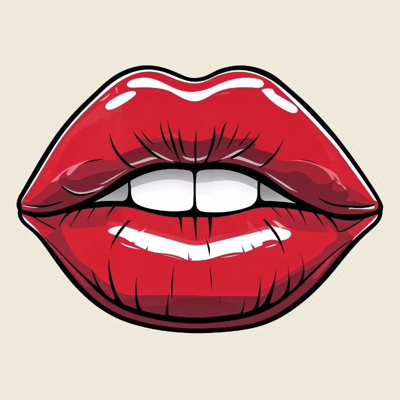 Kussmund Comic-Style Lippe Rot