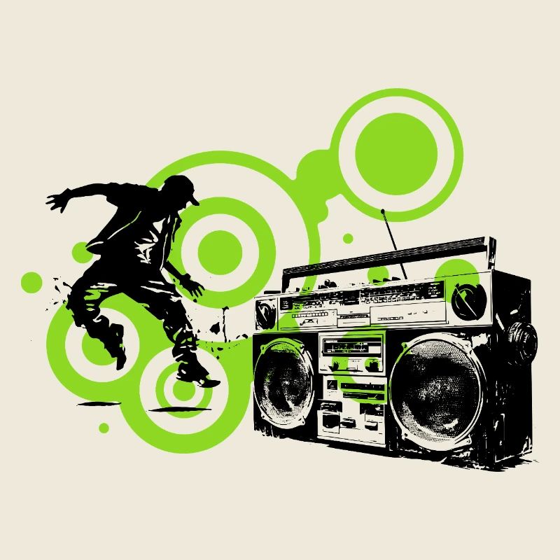 Circles Lime Abstract Schwarzer Tänzer Hip Hop