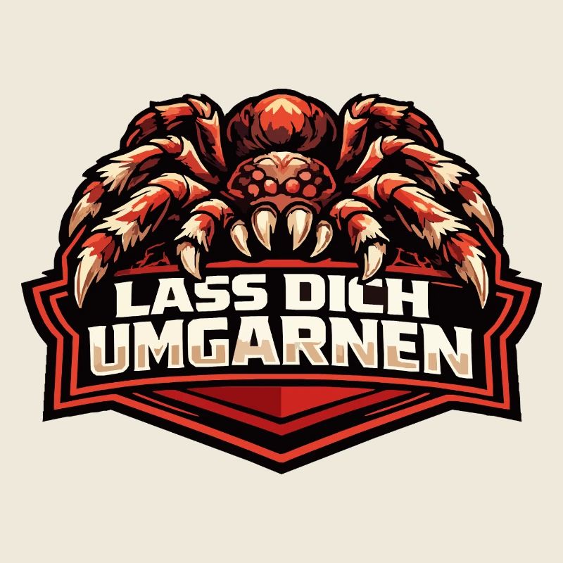 Böse Tarantel mit Spruch "Lass Dich Umgarnen"