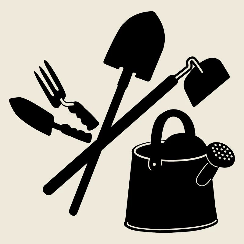 Garden tools shovel and flower caster