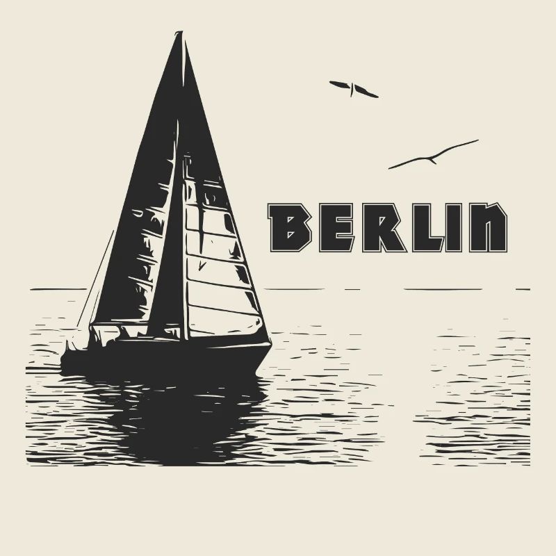 Berlin Segelboot und 2 Möwen