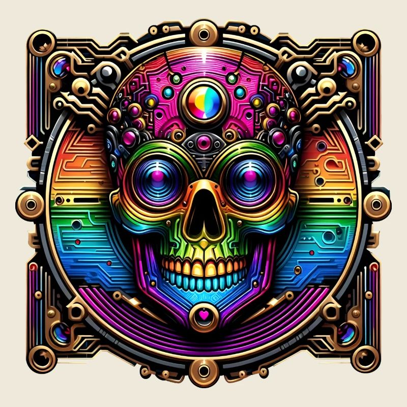 Conception de crâne arc-en-ciel cyberpunk