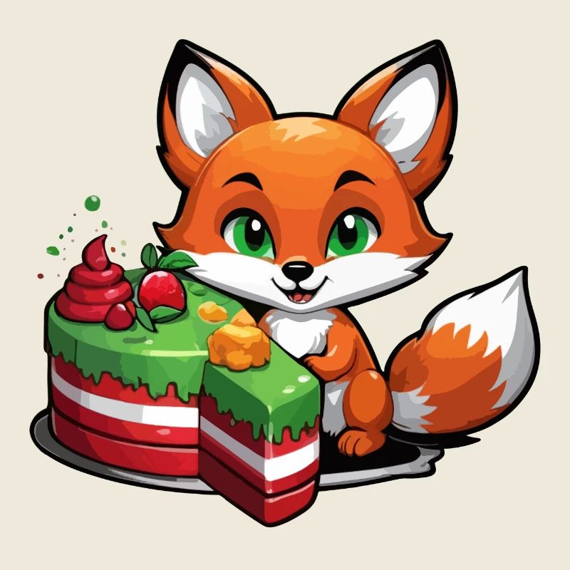 Kleiner Fuchs mit Geburtstagskuchen
