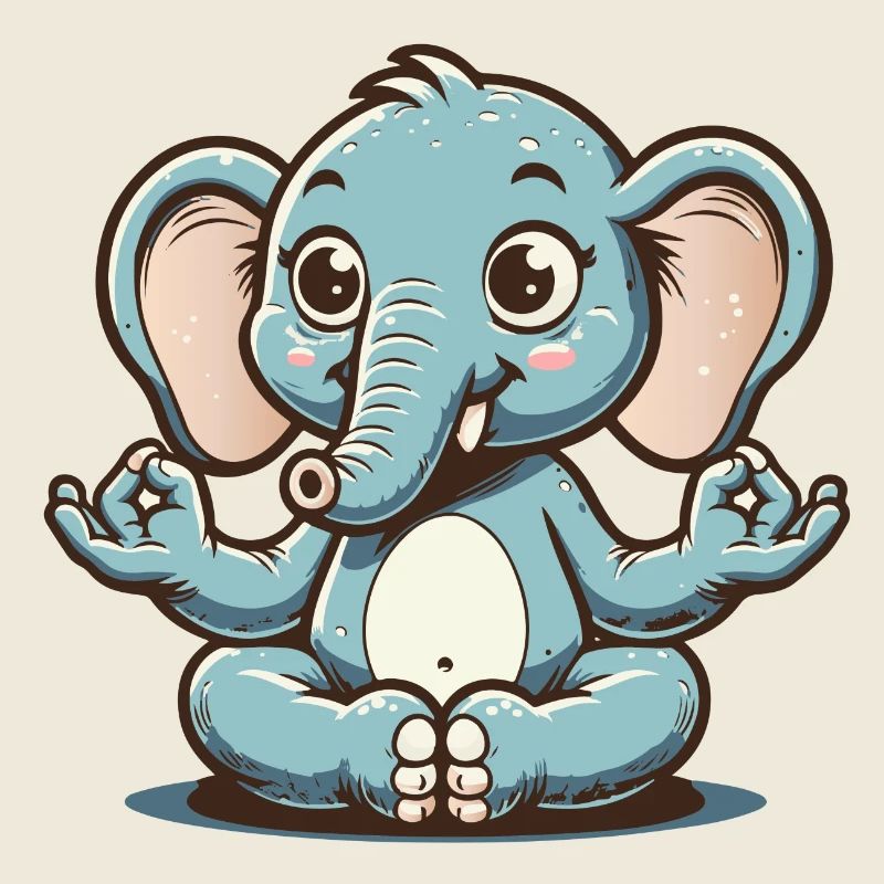Cute blue elephant doing yoga