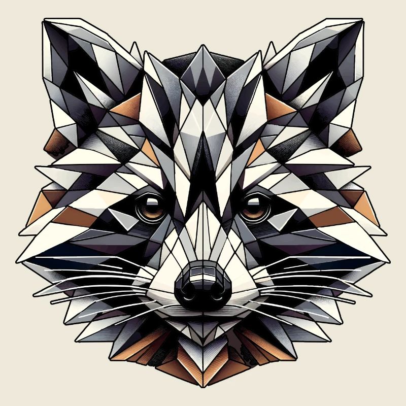 geometrischer Waschbär Kopf - Polygonen Motiv