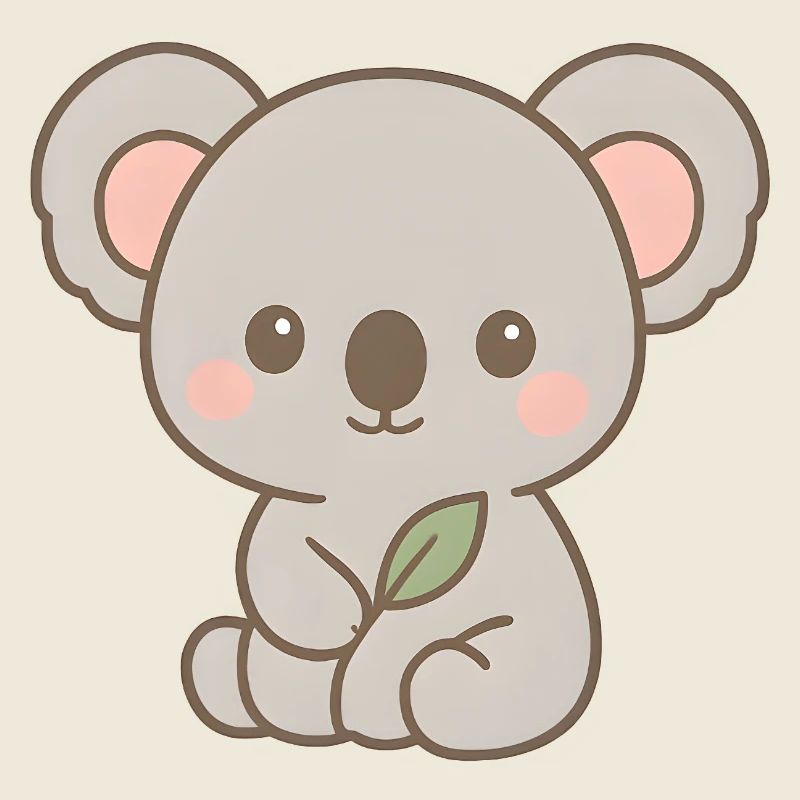 Cute Koala Bear Design with Leaves