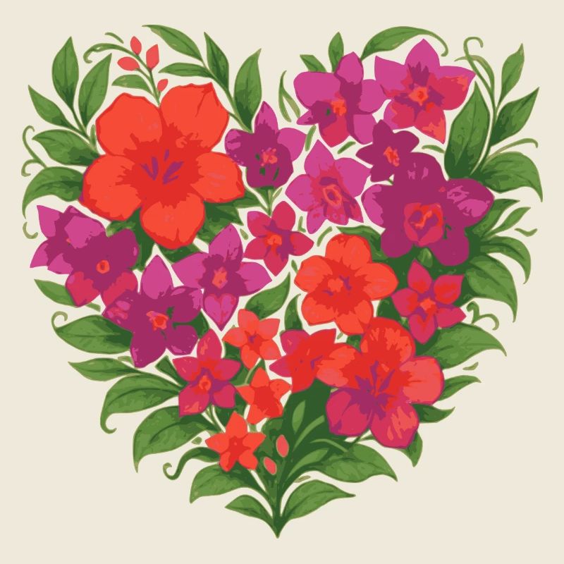 Cœur de fleurs colorées