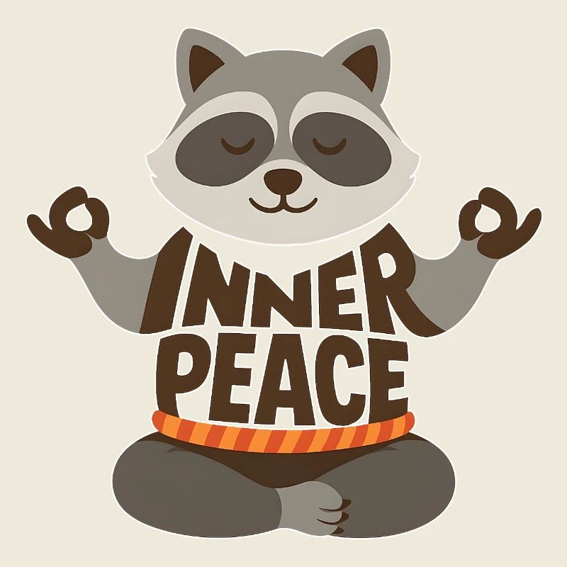 Meditierender Waschbär mit "Inner Peace"