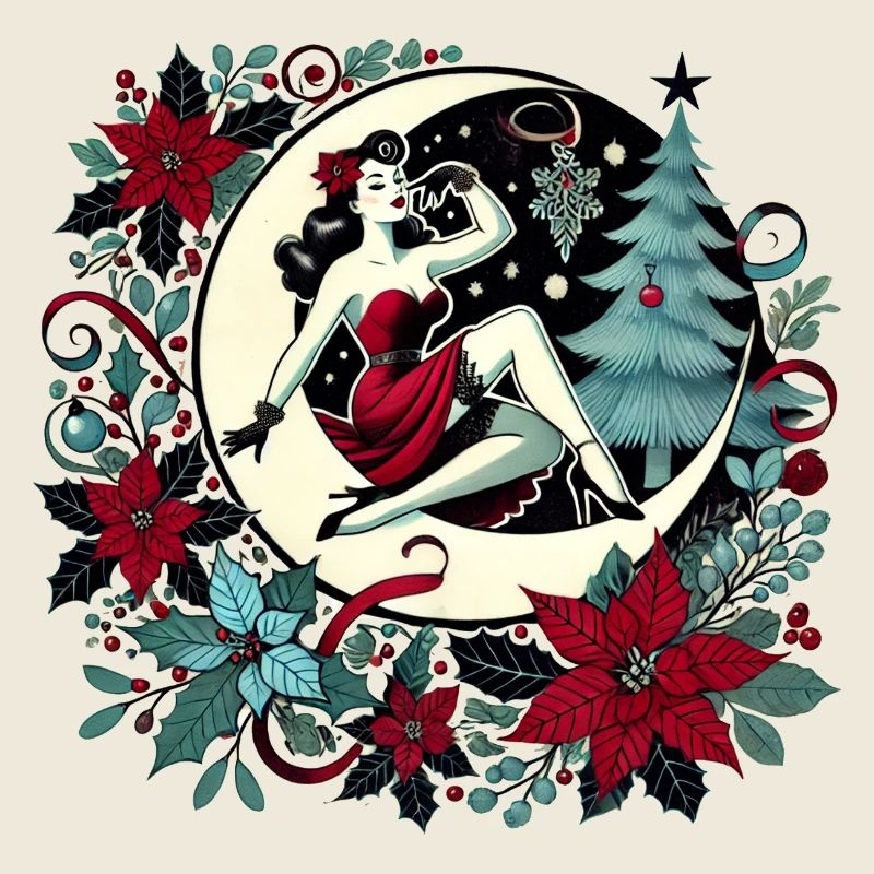 Mondschein Pinup Weihnachtskranz