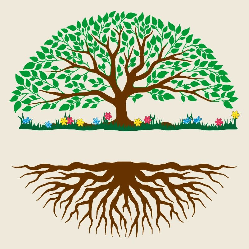 Colour illustration tree – brown trunk, green leaf