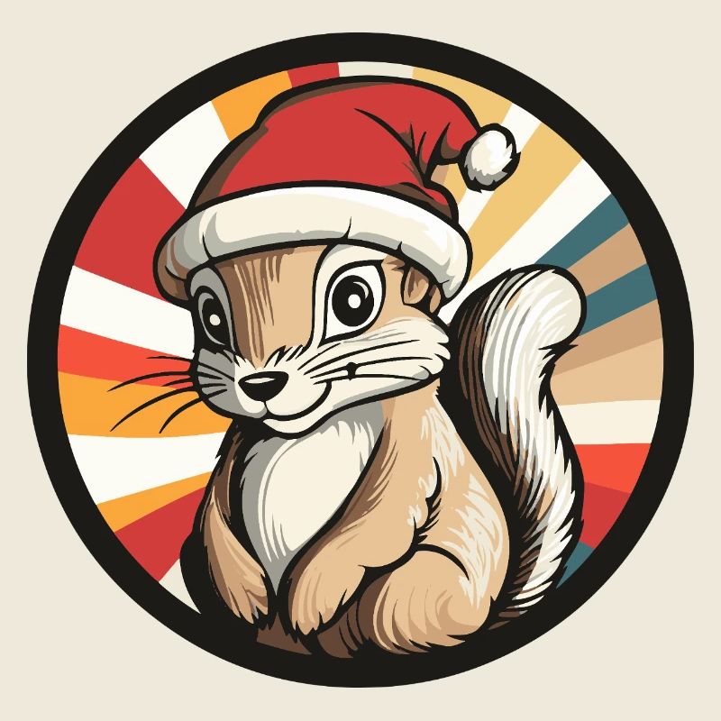 Winter Squirrel with Santa Hat