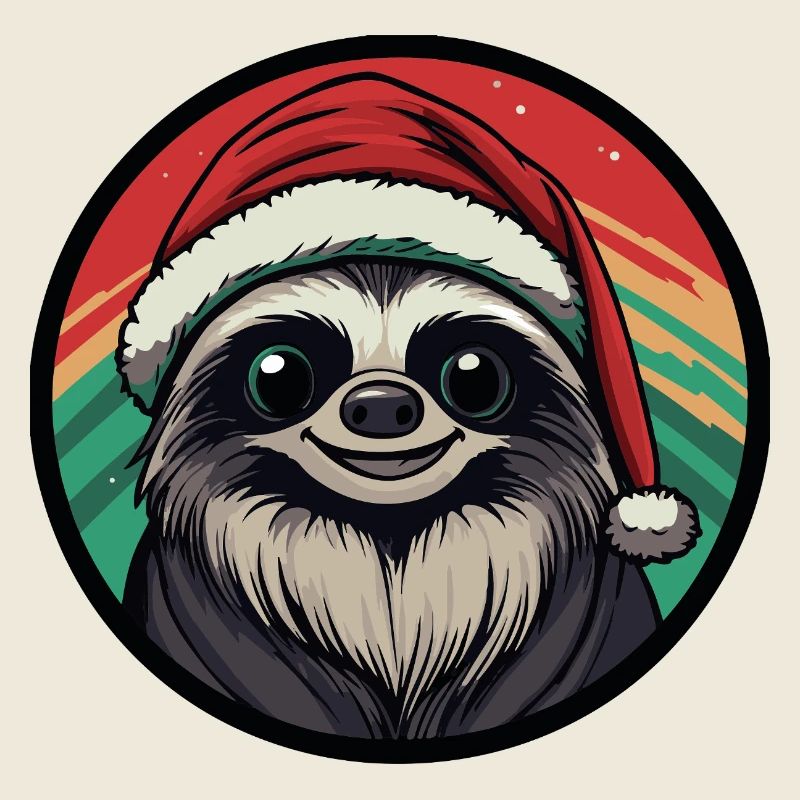 Paresseux de Noël dans le chapeau du Père Noël