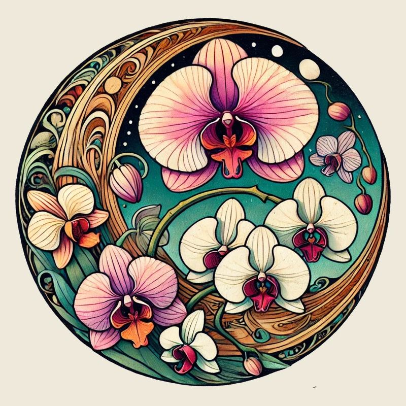 Art floral du cercle d’orchidées