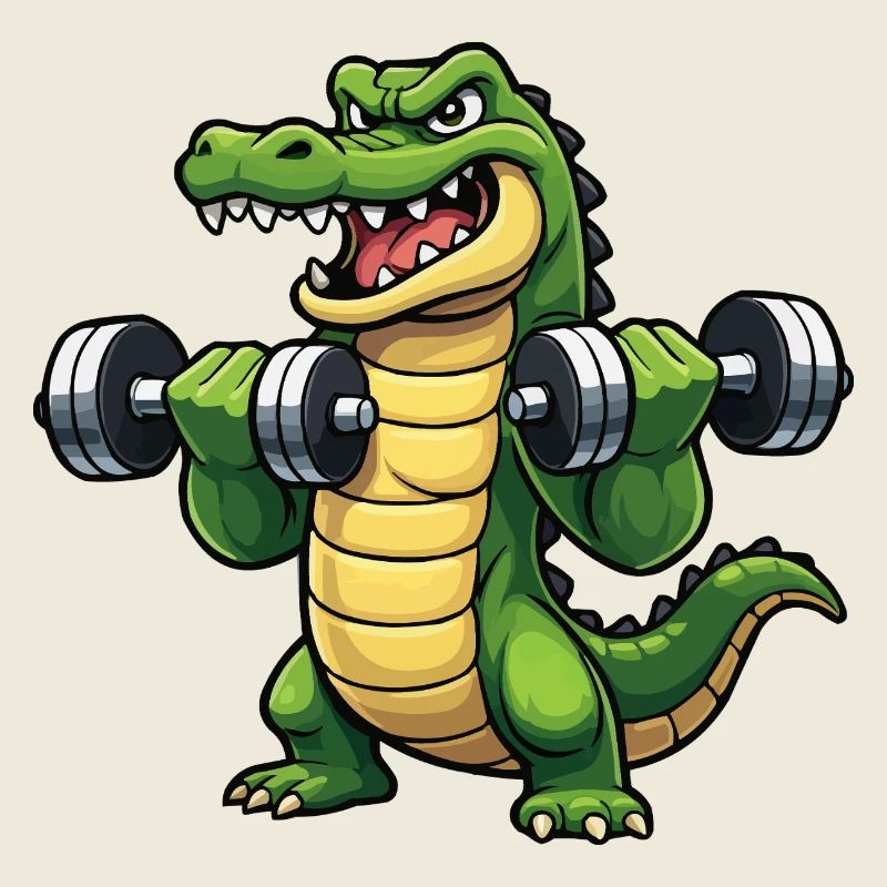 Crocodile Strength Training Cartoon