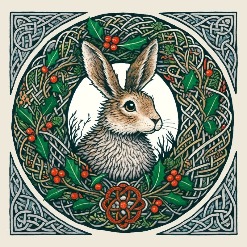 Le lièvre en couronne d’hiver celtique