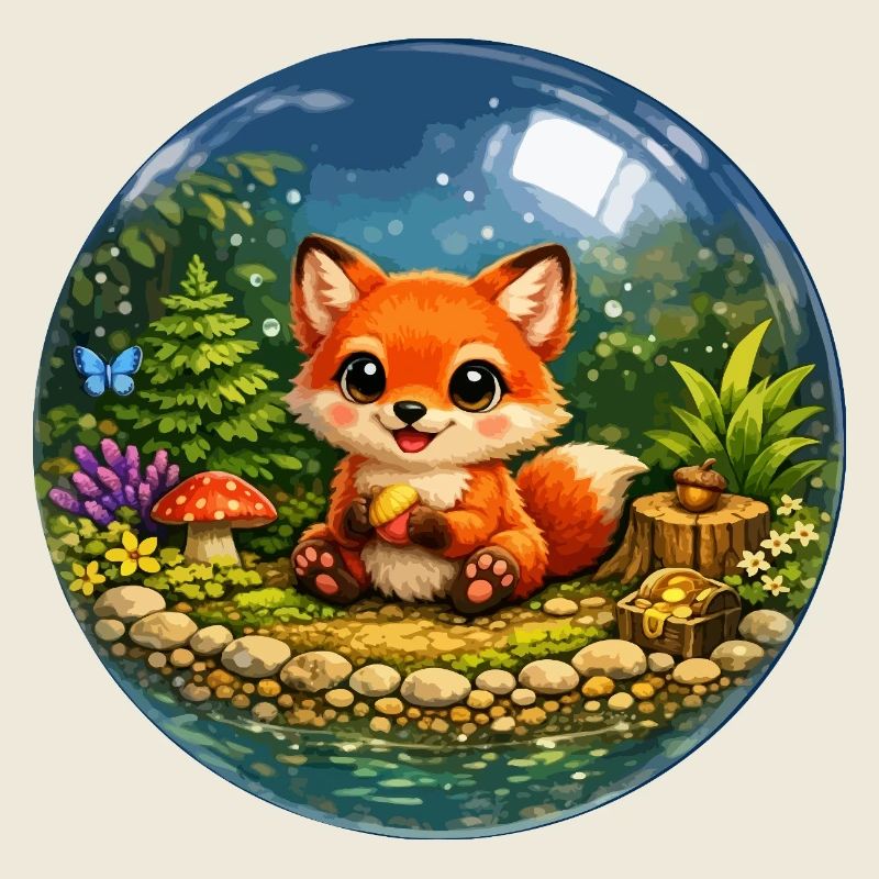 Fox in Glass Ball Forest