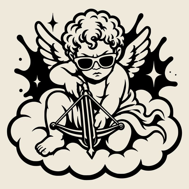 Cooler Amor mit Armbrust und Sonnenbrille