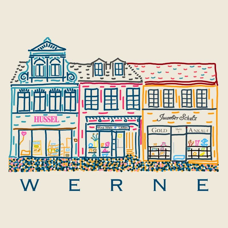 Werne, bunte Häuserzeile am Markt, Kreis Unna, NRW