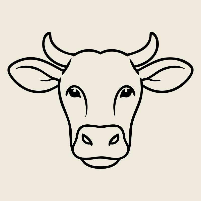 Cow Head Line Art Minimal
