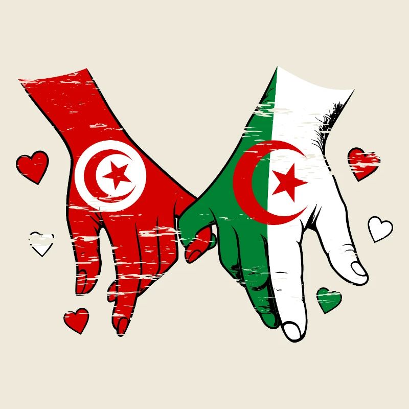 Tunisie-Algérie Drapeau main dans la main
