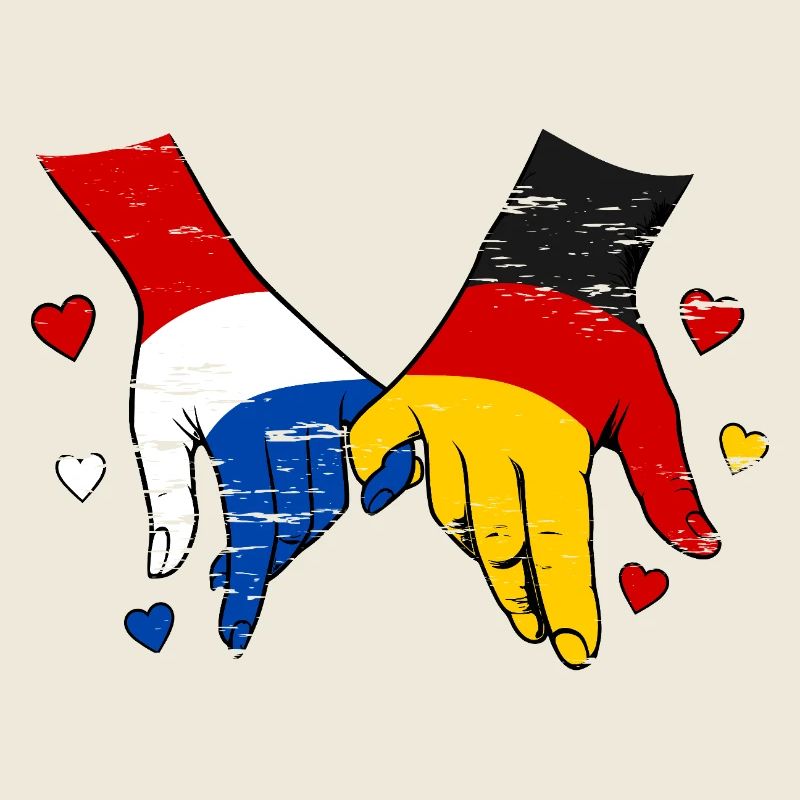 Holland Germany Flag Hands Heart Shape Used